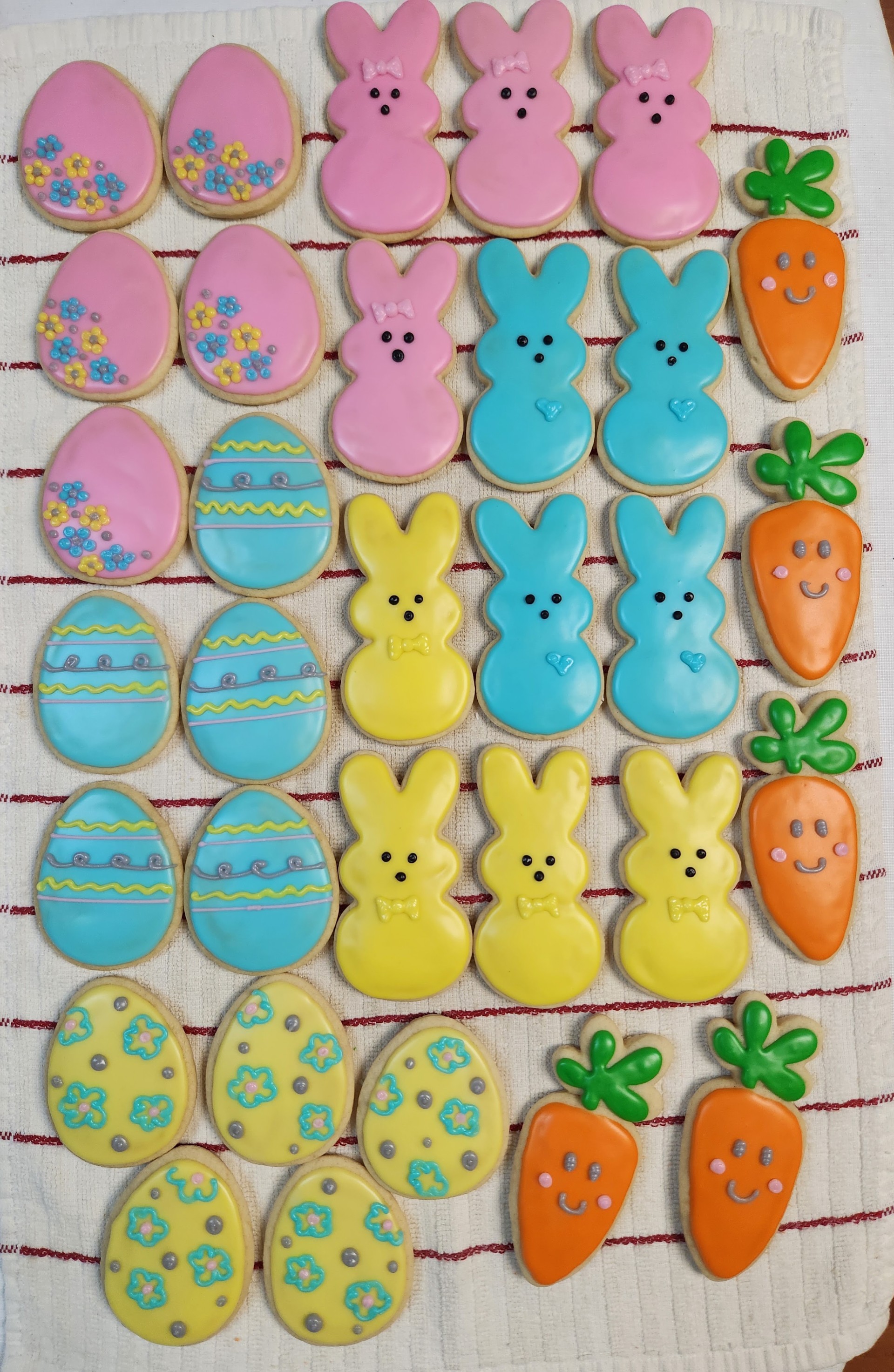 Easter bunny and egg decorated cookies