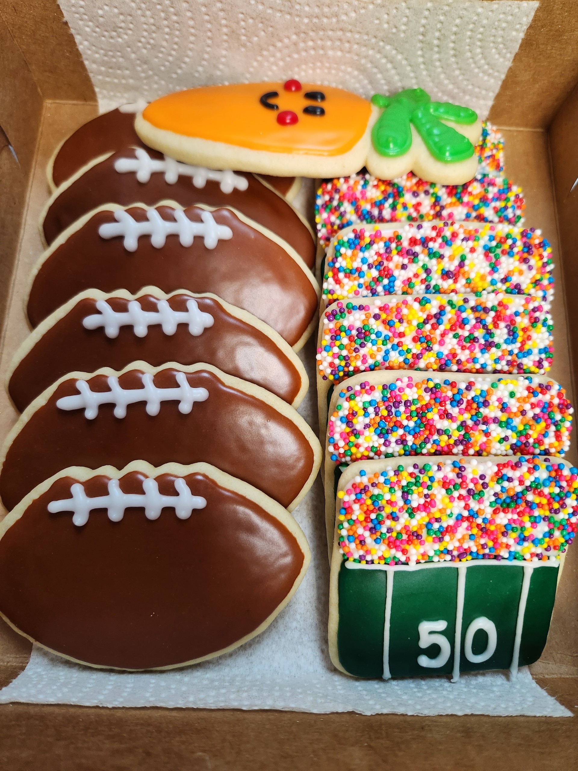 Football and popcorn birthday cookies
