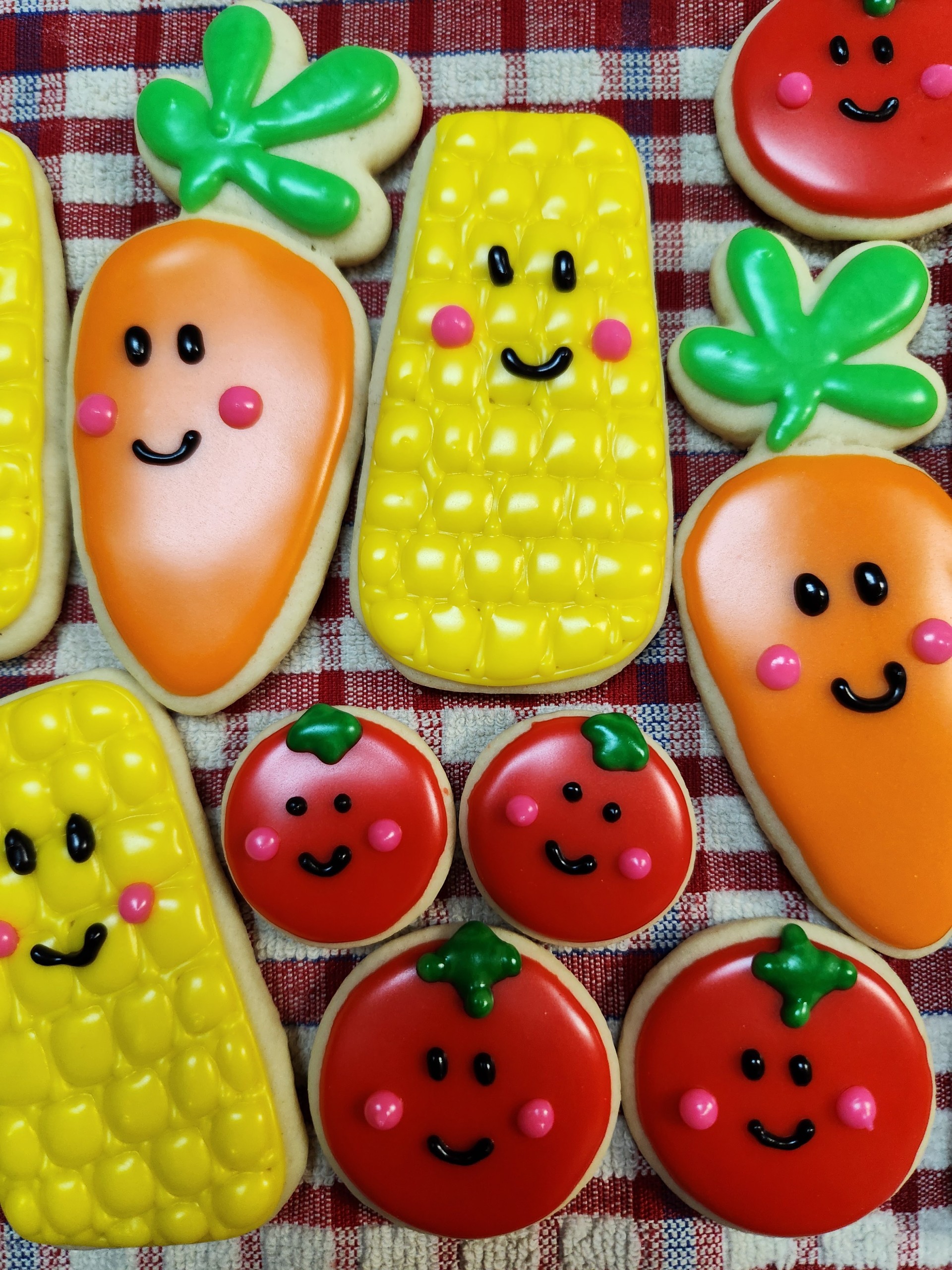 Garden vegetable decorated cookies